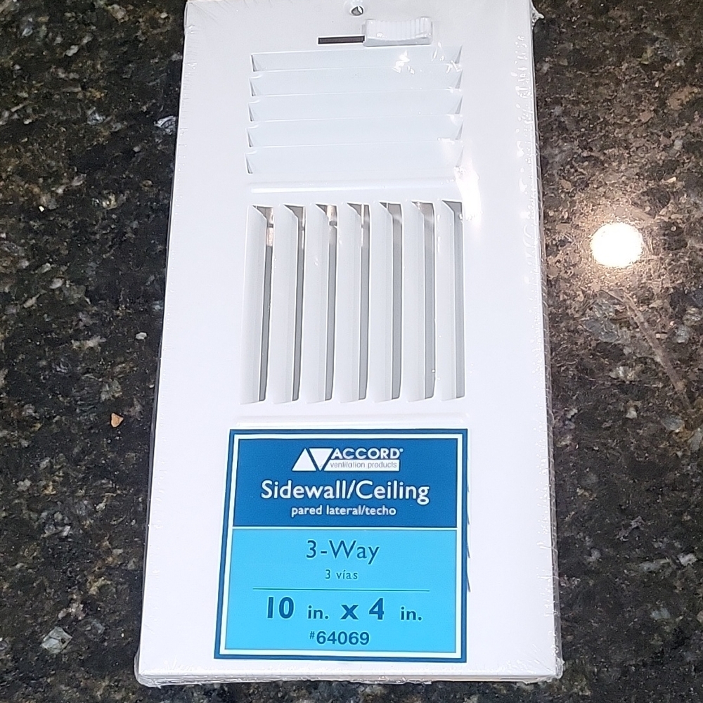 Accord  Sidewall/Ceiling Vent/ Register with 3-Way Design, 10-Inch x 4-In 69501